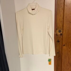 Cream Turtleneck Long Sleeve Top